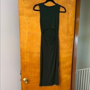 Women's Crew Neck Sleeveless Cutout Side Slit Knee Length Bodycon Midi Dress